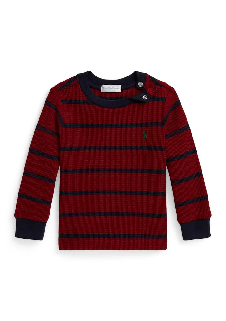 Ralph Lauren Baby Boys Striped Waffle Cotton Long-Sleeve Tee