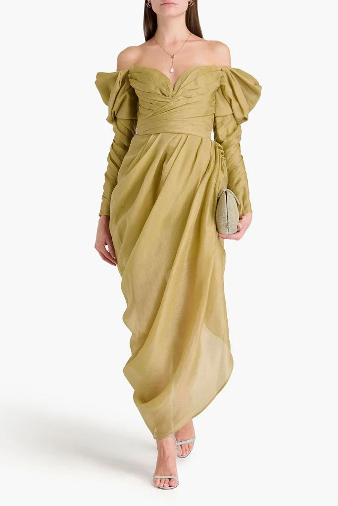 Zimmermann Off-the-shoulder draped linen and silk-blend gauze maxi dress 2