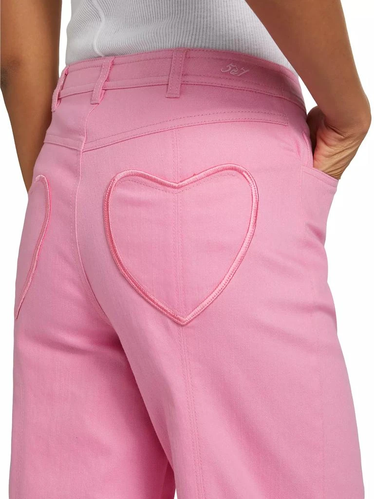 Cinq à Sept Verona Heart-Embroidered Wide Crop Jeans 6