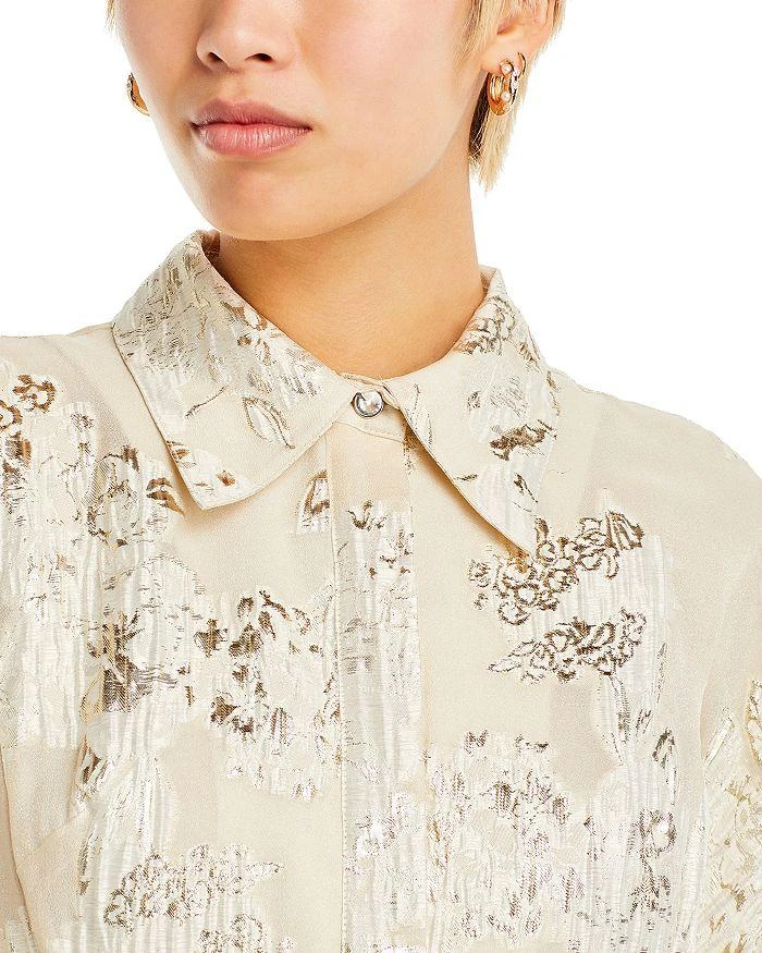 Teri Jon Metallic Jacquard Shirt Dress Gown 4