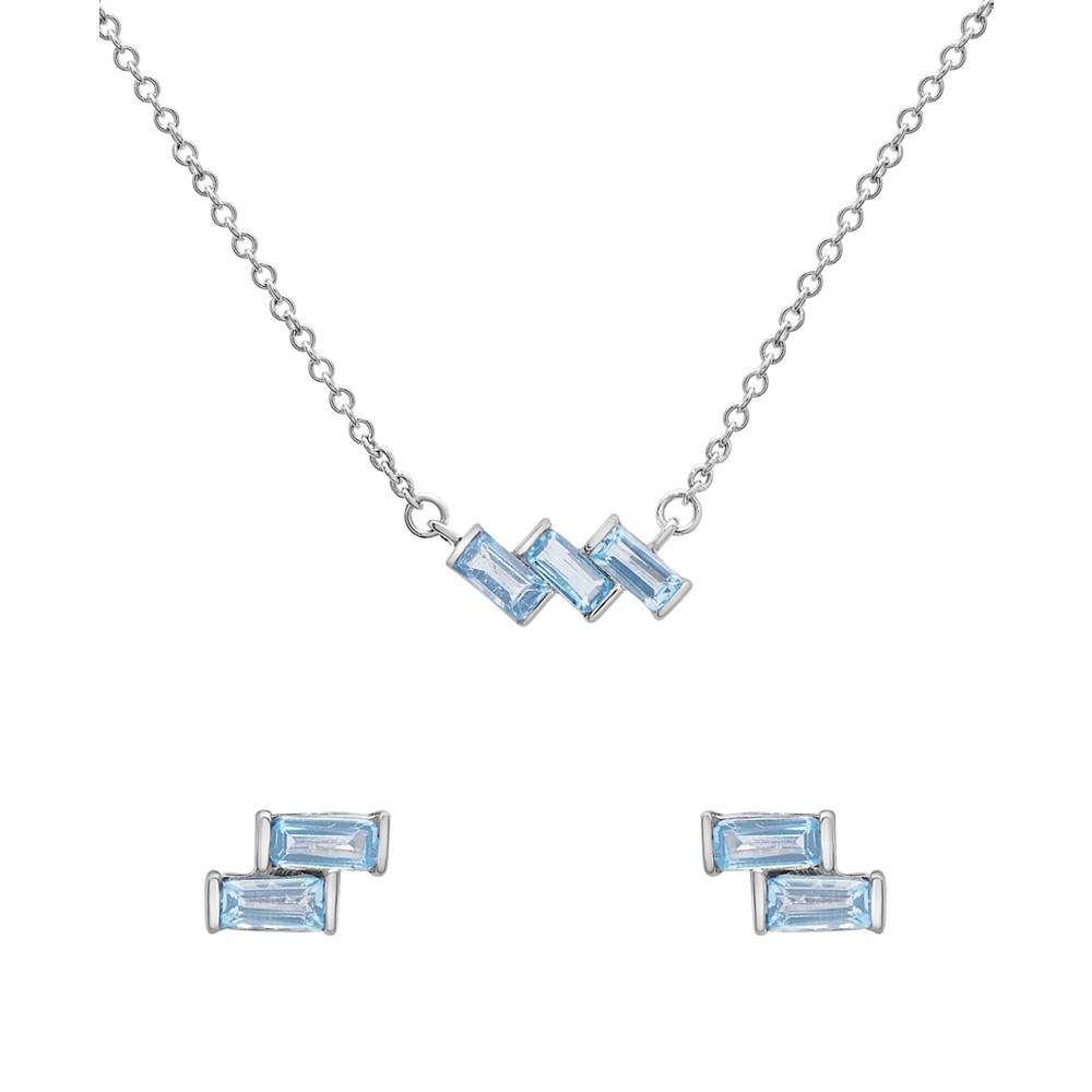 Macy's Sky Blue Topaz Matching Earring and Necklace Set