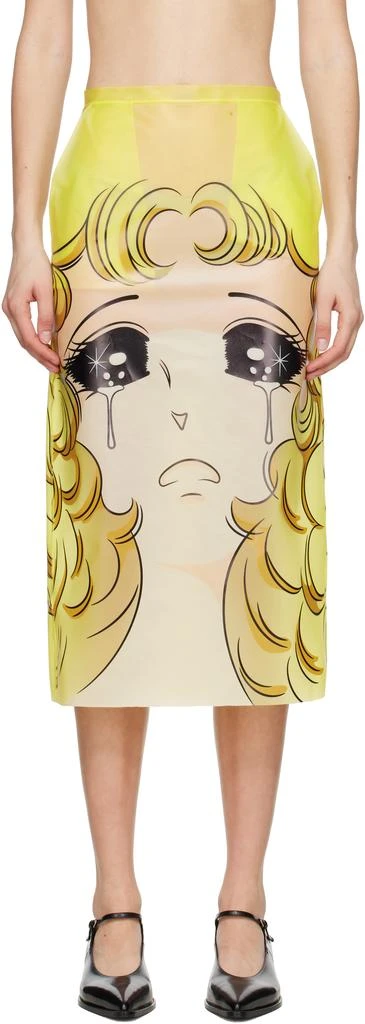 pushBUTTON Yellow Crying Girl H-Line Midi Skirt 1