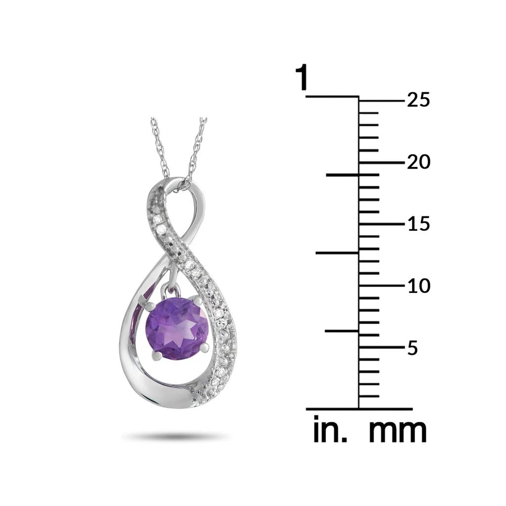 Non Branded 14K White Gold 0.03ct Diamond and Amethyst Pendant Necklace PD4-15537WAM 4