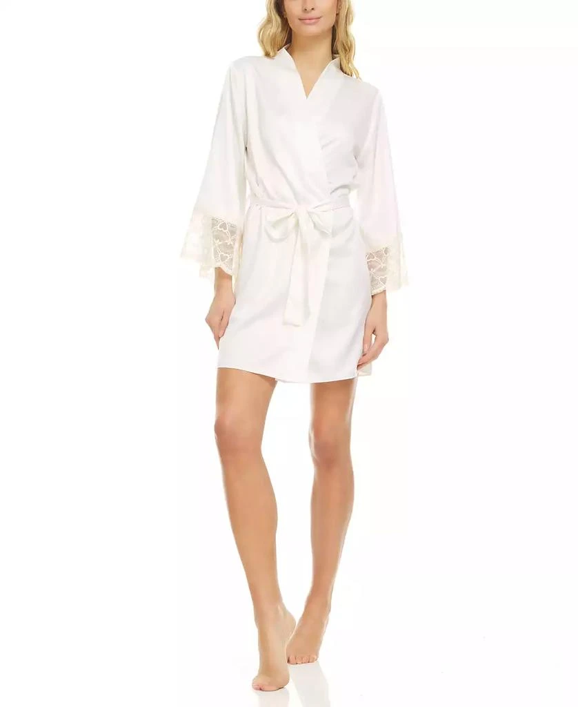 Flora Nikrooz Kit Heart Lace Matte Charmeuse Wrap Robe 1