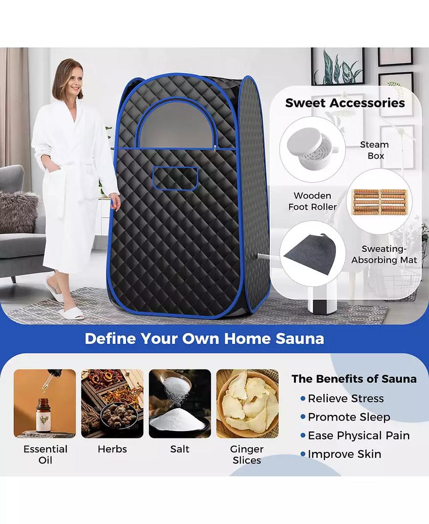 SUGIFT Full-Body Personal Sauna Tent with 1000W 3L Steam Generator-Black