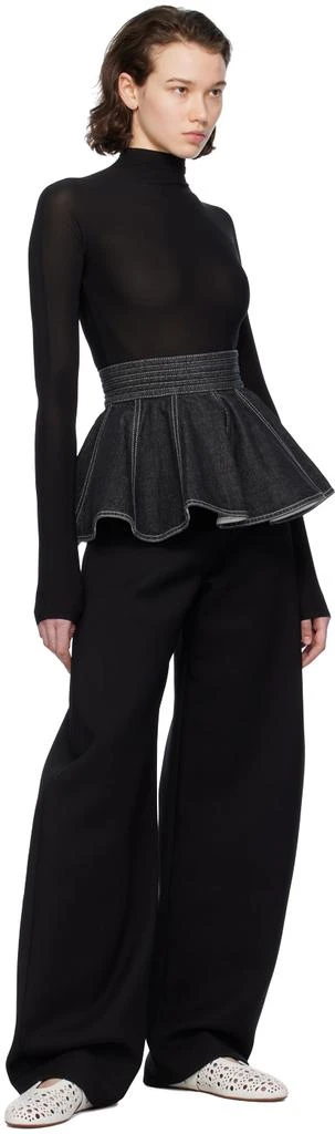 Alaïa Black Gathered Denim Miniskirt 4