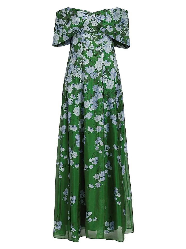 saks off fifth green dress Vintage Mod Colorful Floral Dress for Saks Fifth Avenue. Green with Pi main image 1