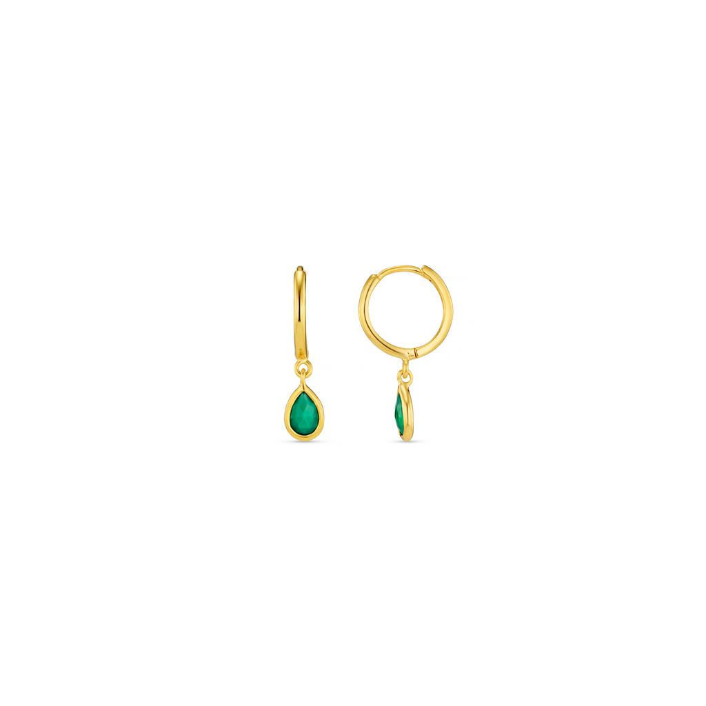 Orelia LUXE LUXE Green Onyx Teardrop Huggie Hoop Earrings