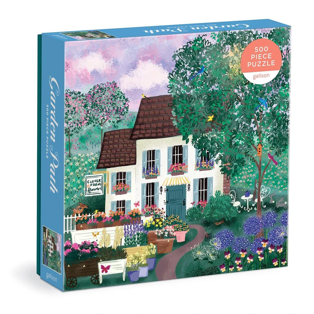Galison Galison Garden Path – 500 Piece Puzzle Fun and Challenging Activity with Bright and Bold Artwork of Country Cottage and Plant Path for Adults and Families