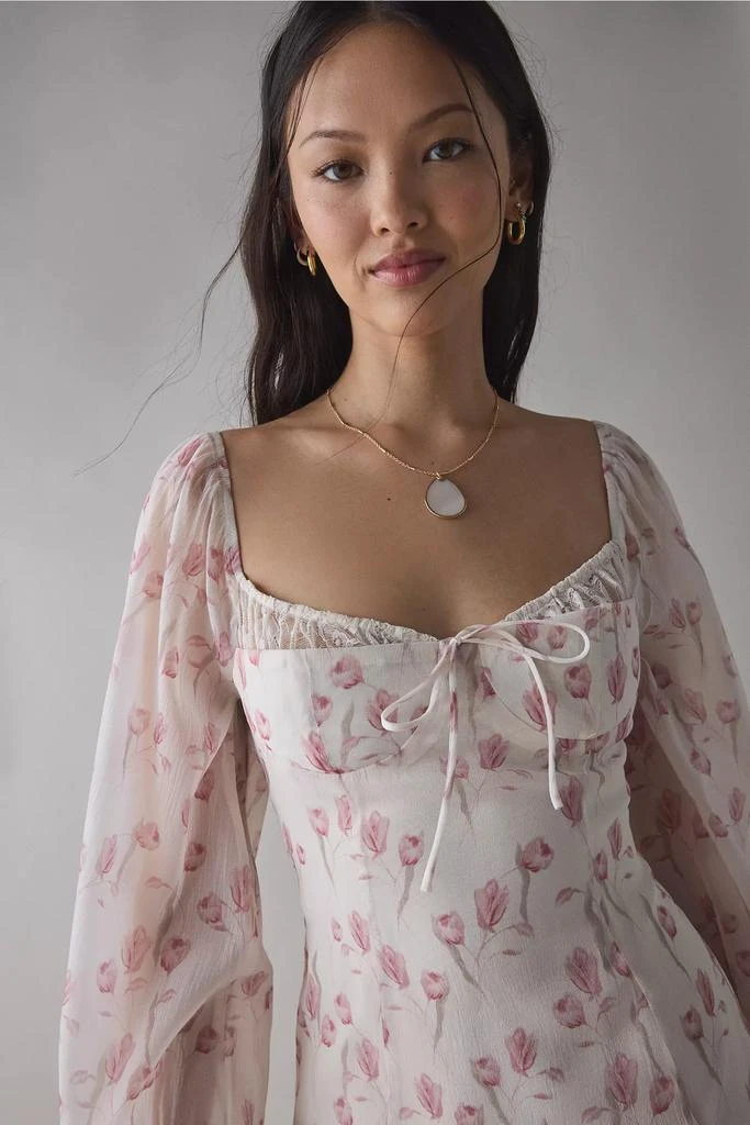 Kiss The Sky Kiss The Sky Drop Waist Corset-Tie Long Sleeve Mini Dress 4