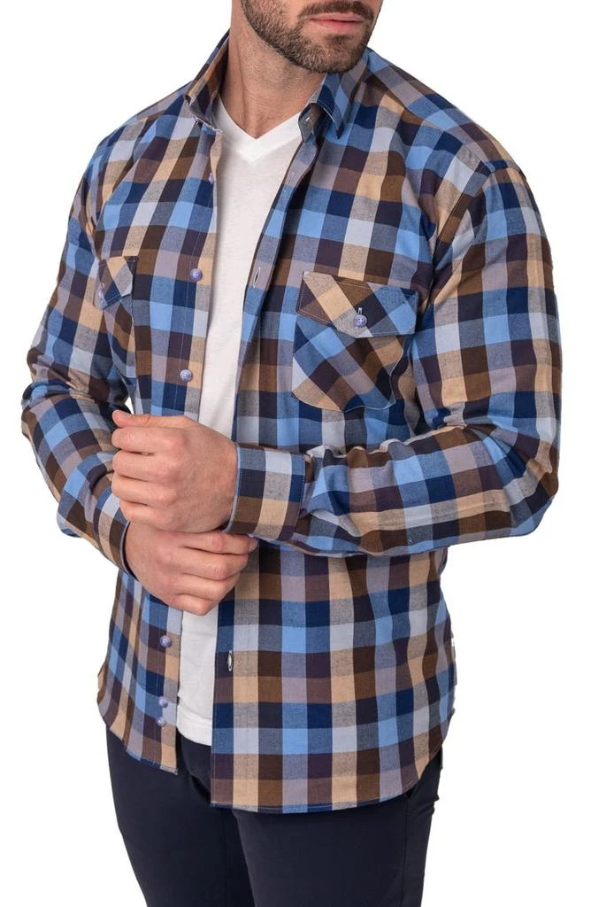 Maceoo Check Embroidered Cotton Flannel Shirt 4