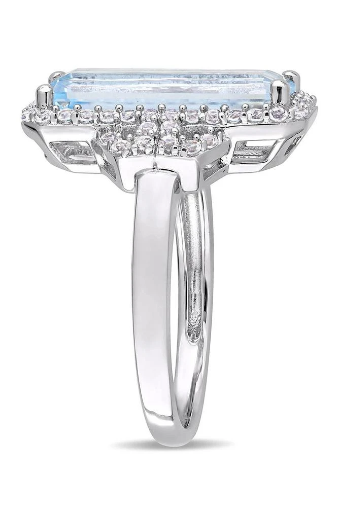 DELMAR Sterling Silver Sky Blue Emerald Cut Topaz 
White Topaz Ring 4
