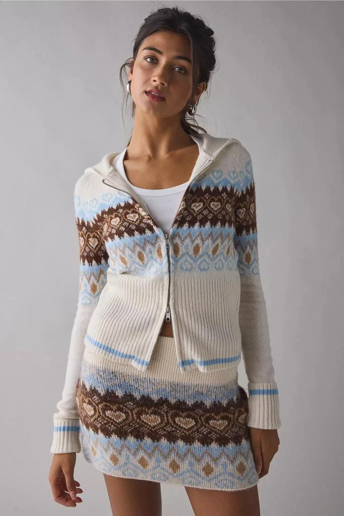 BDG BDG Monet Fair Isle Knit Zip-Up Hoodie Sweater 1