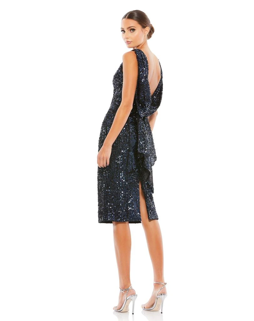 Ieena for Mac Duggal Draped Back Boatneck Sequined Cocktail Dress 4