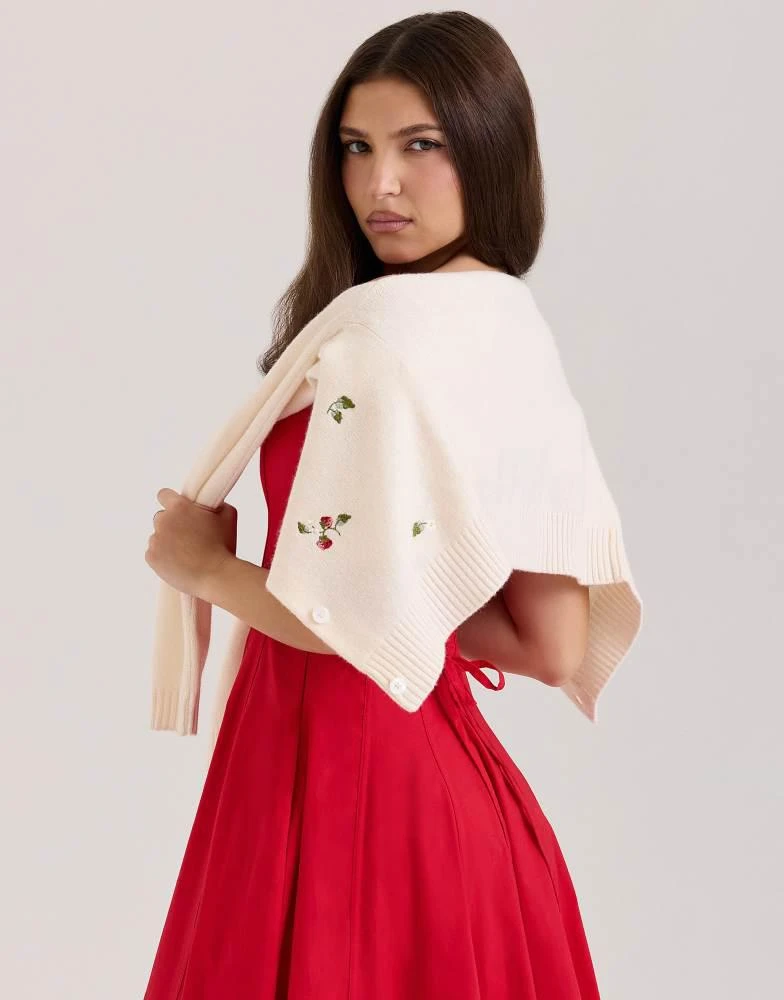 House of CB House of CB Evelina wool embroidered cardigan in cream 4