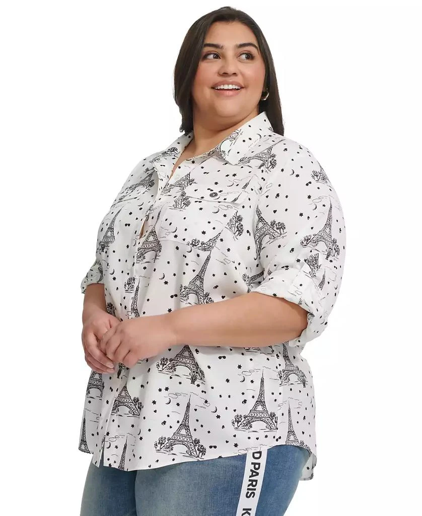 Karl Lagerfeld Paris Plus Size Whimsical Woven Shirt, First@Macy’s 3