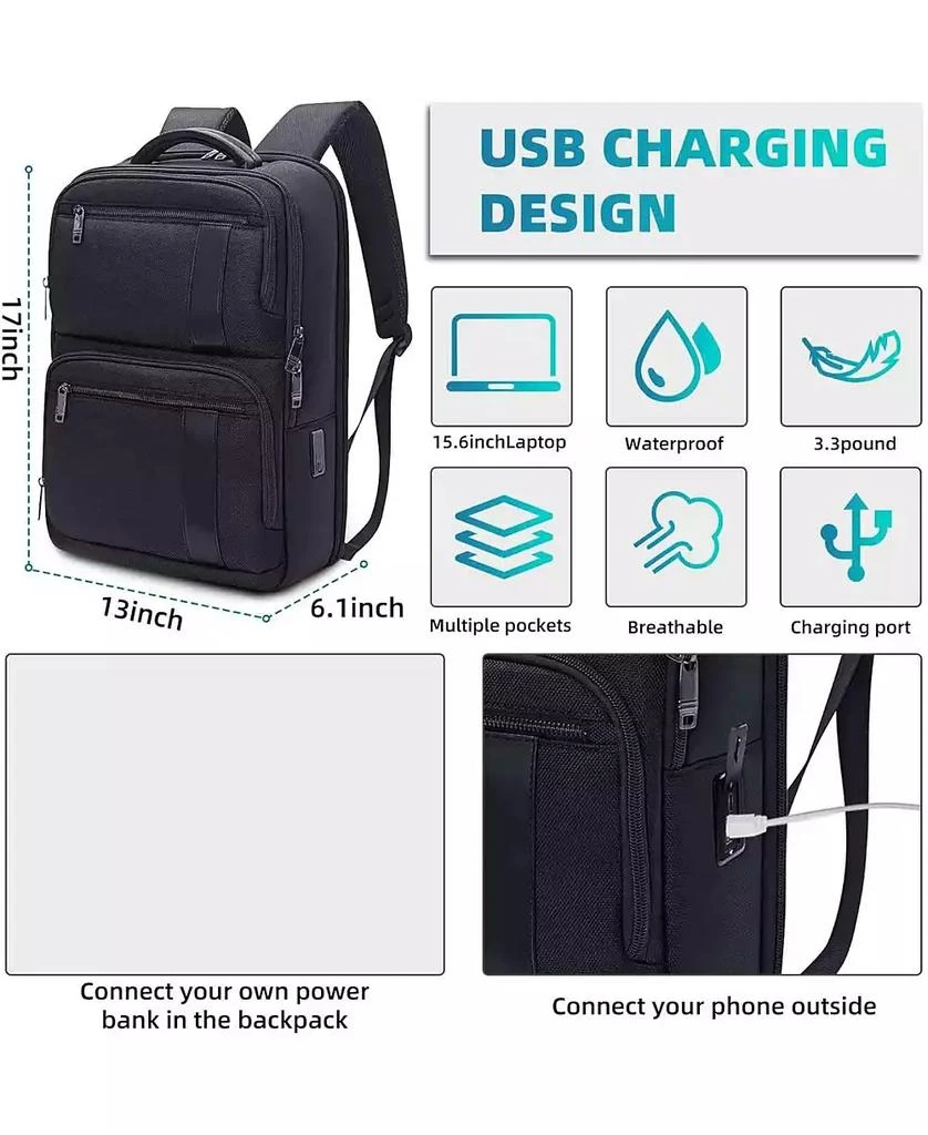 Urbanmax 15.6 Inch Waterproof Laptop Backpack - Lightweight Business/School/Travel Bag for Men & Women 6