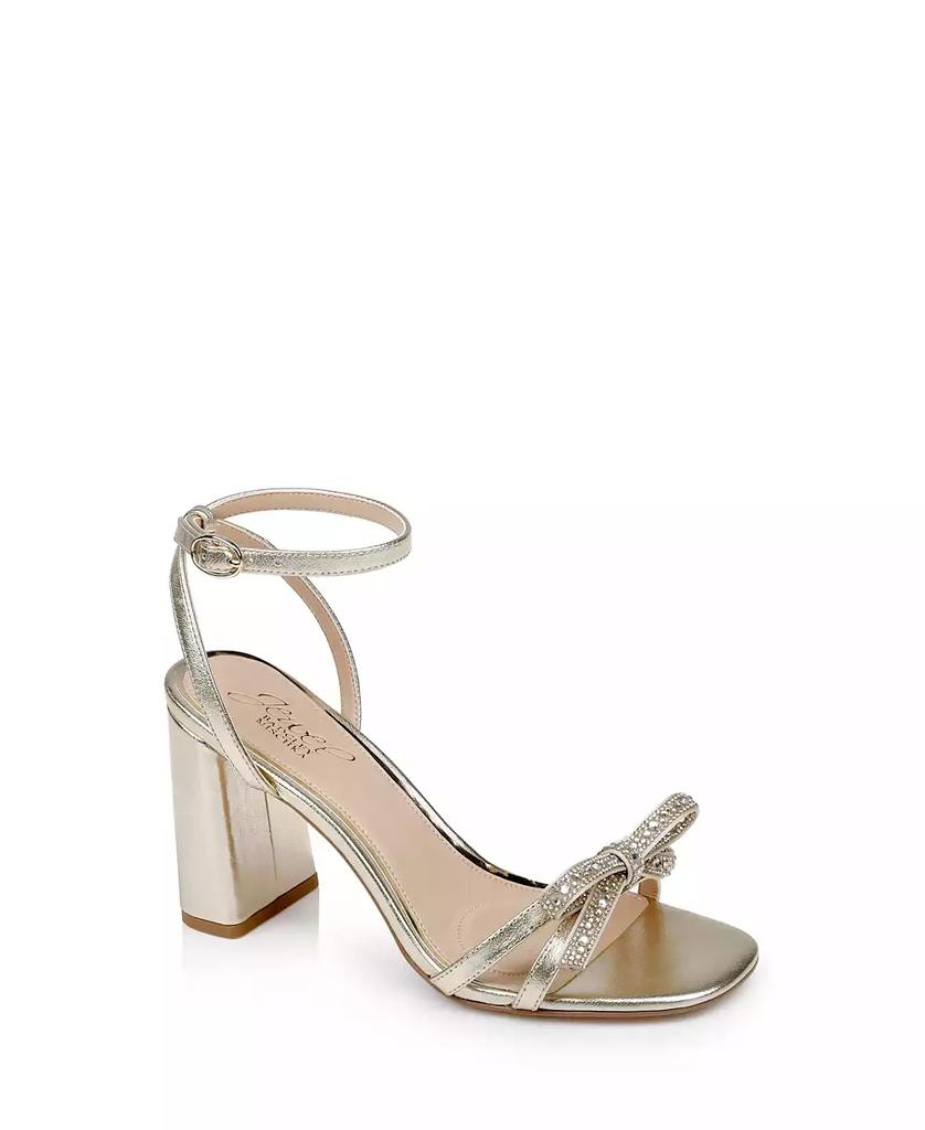 Badgley Mischka Women's Hillary Bow Detail Block Heel Evening Sandals