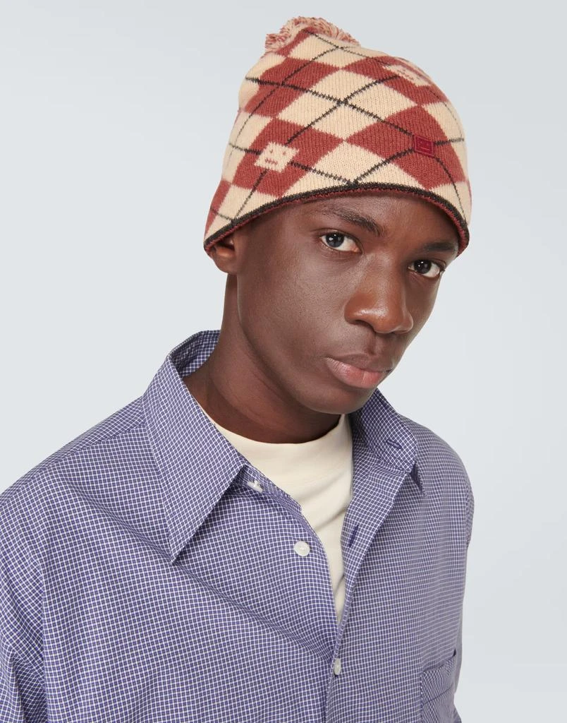 Acne Studios ARGYLE FACE WOOL BLEND BEANIE 3