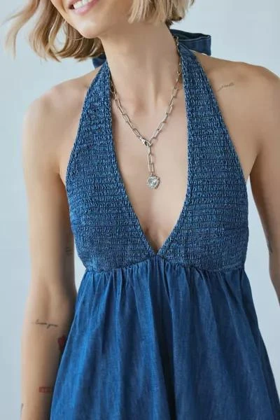 BDG BDG Iris Smocked Plunging V-Neckline Halter Mini Dress 2