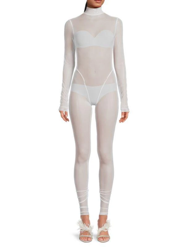 LaQuan Smith �​Sheer Mock Turtleneck Stretch Jumpsuit 1
