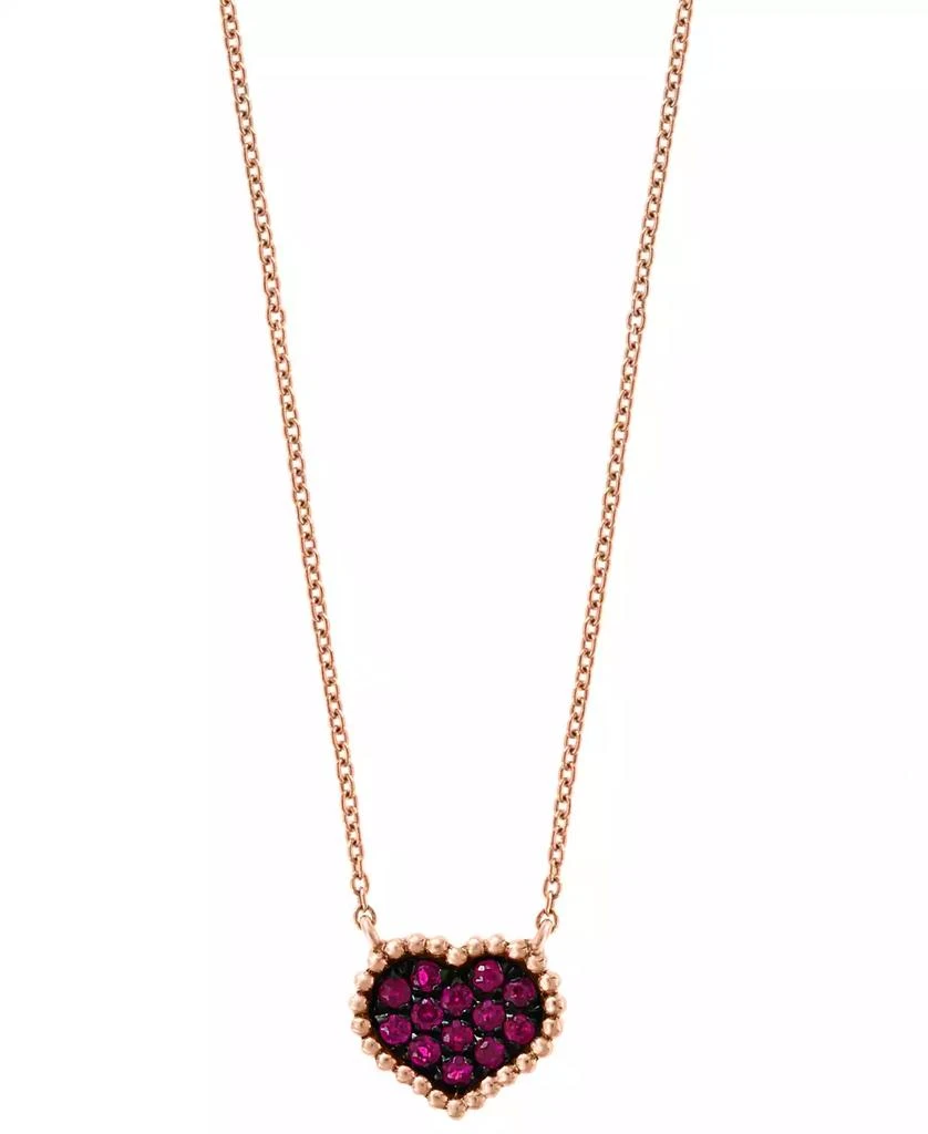 Effy EFFY® Ruby (1/8 ct. t.w.) Heart 16" Pendant Necklace in 14k Rose Gold 3