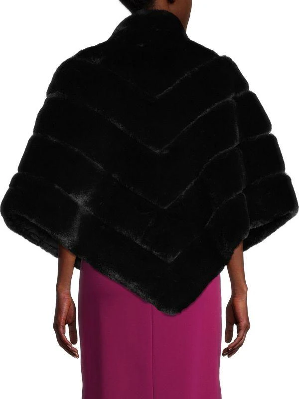 BELLE FARE Quilted Faux Fur & Leather Trim Poncho 2