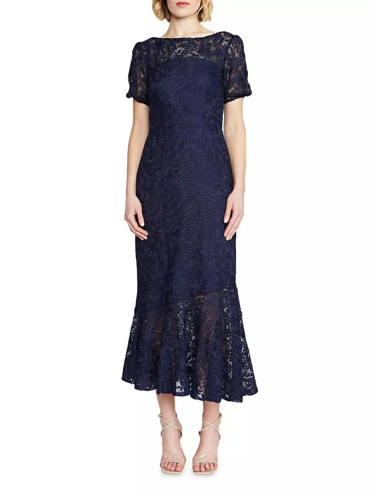 Kay Unger Portia Floral Lace Midi-Dress 6