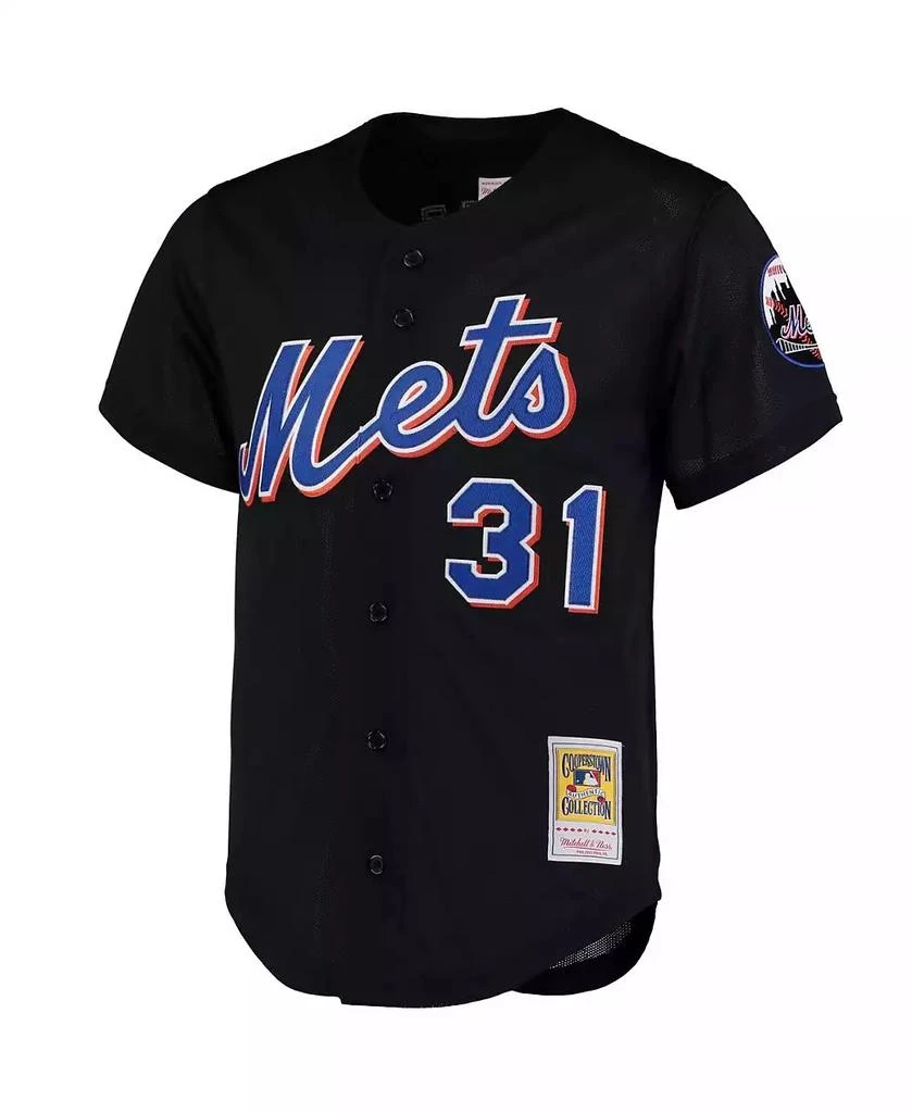 Mitchell & Ness Men's Mike Piazza Black New York Mets Cooperstown Collection Mesh Batting Practice Button-Up Jersey 3