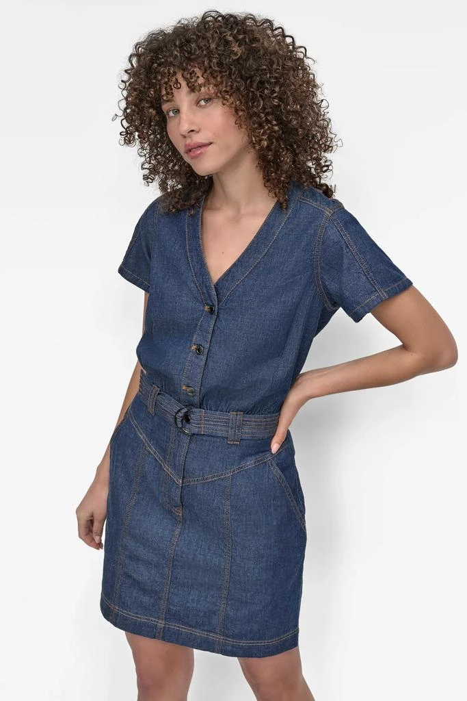 DKNY BUTTON FRONT DENIM MINI DRESS 6