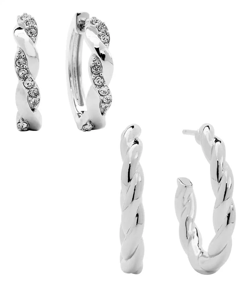 And Now This Women
s Crystal Twist Hoop Earrings Set, 4 Pieces