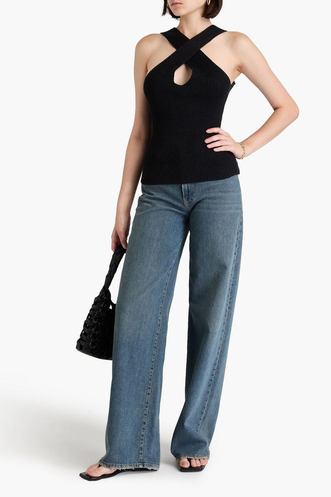 Joseph Open-back ribbed linen-blend top