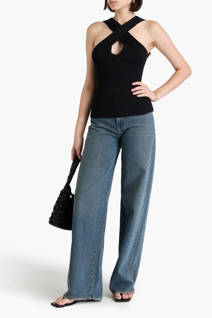 Joseph Open-back ribbed linen-blend top 2