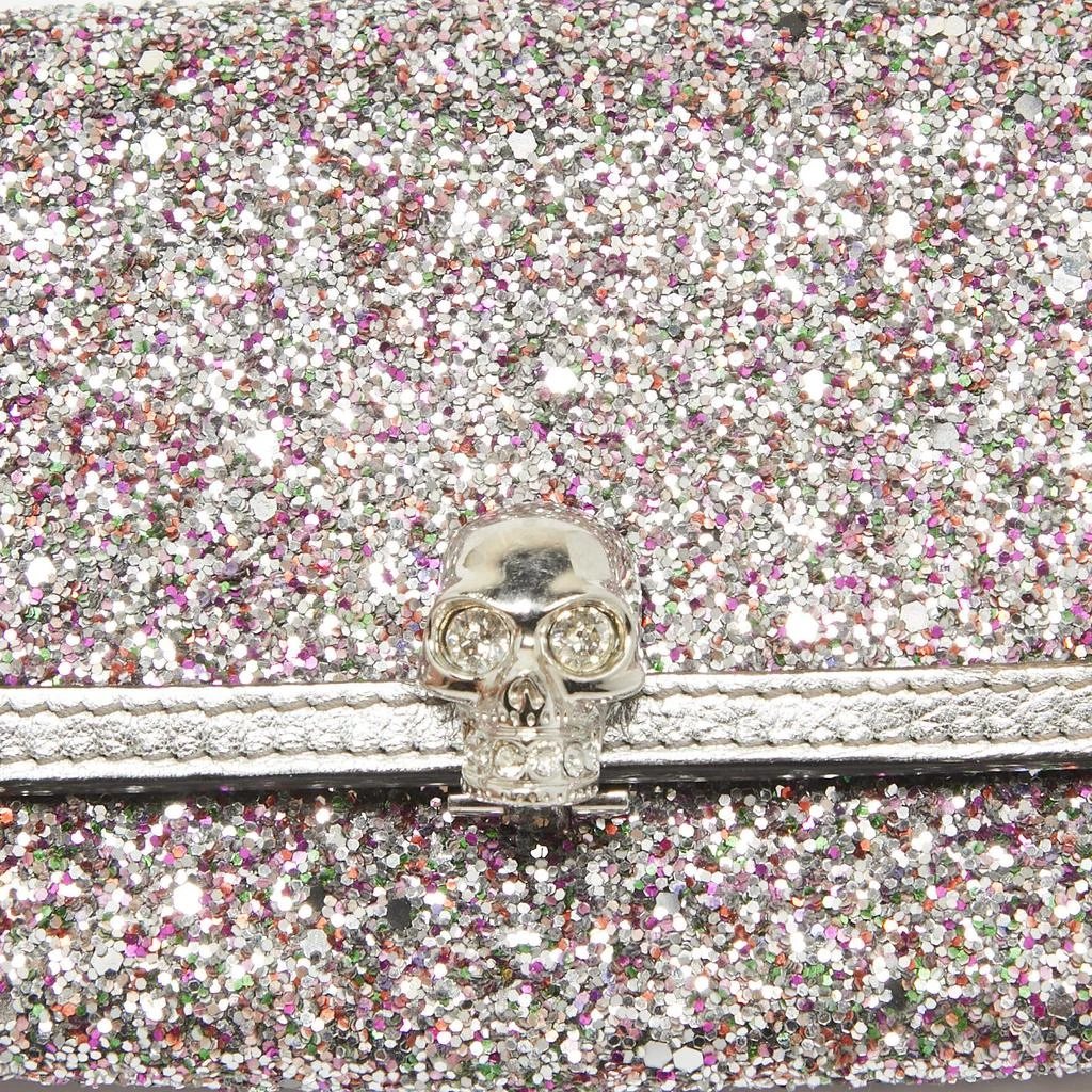 Alexander McQueen Alexander McQueen Silver Glitter and Leather Skull Continental Wallet 7