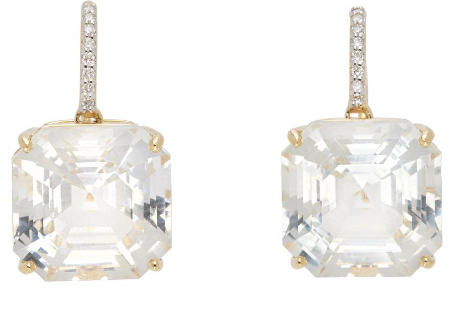 MATEO Gold Asscher Cut Topaz Drop Earrings