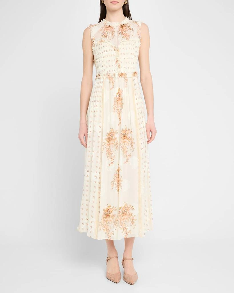 Ulla Johnson Kasia Sleeveless Floral Silk Midi Dress 4