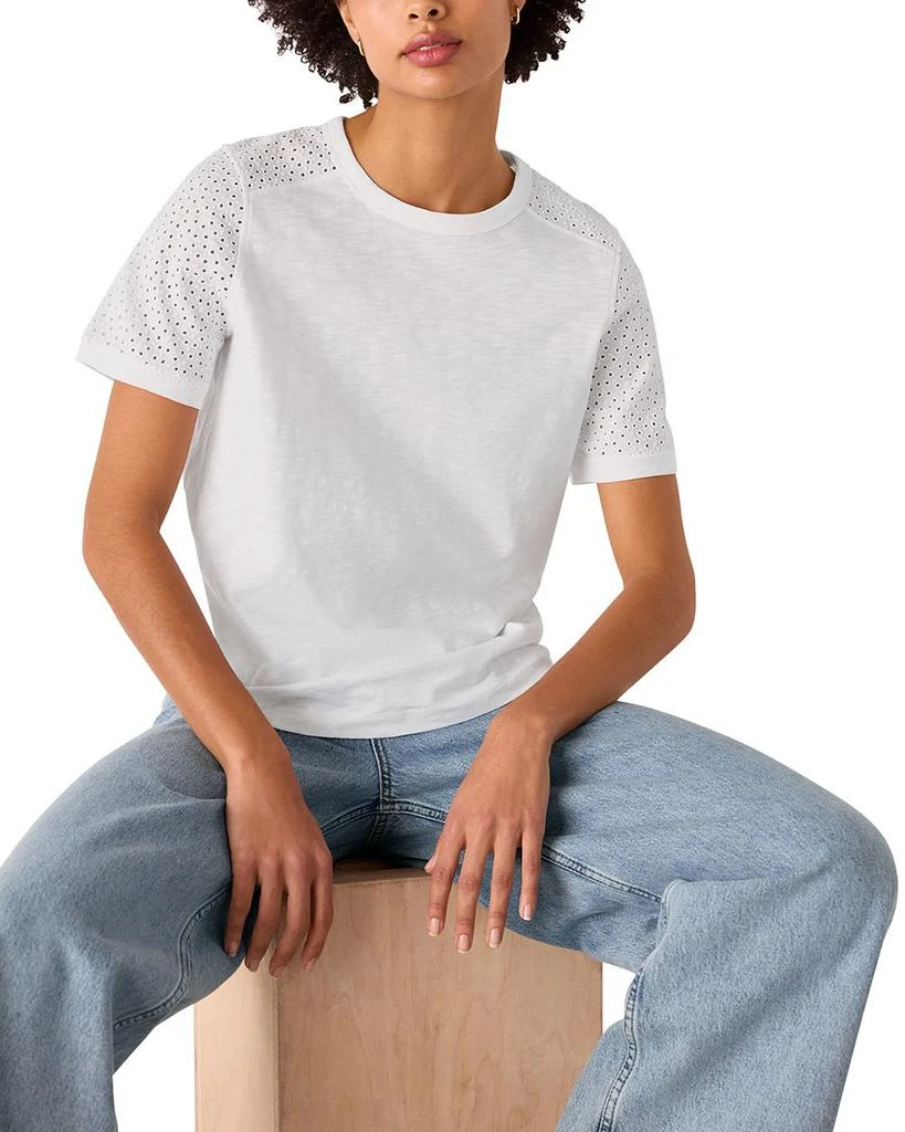 Whistles Broderie Sleeve Detail Tee 1