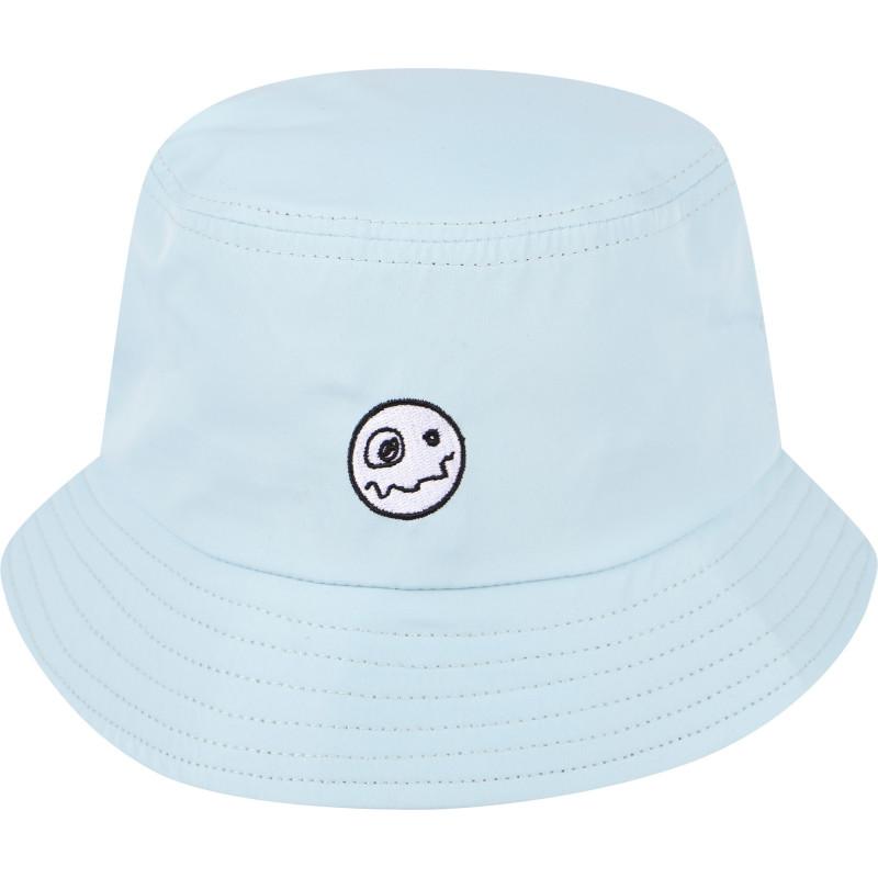 Loud Apparel Appliqued emoji bucket hat in light blue