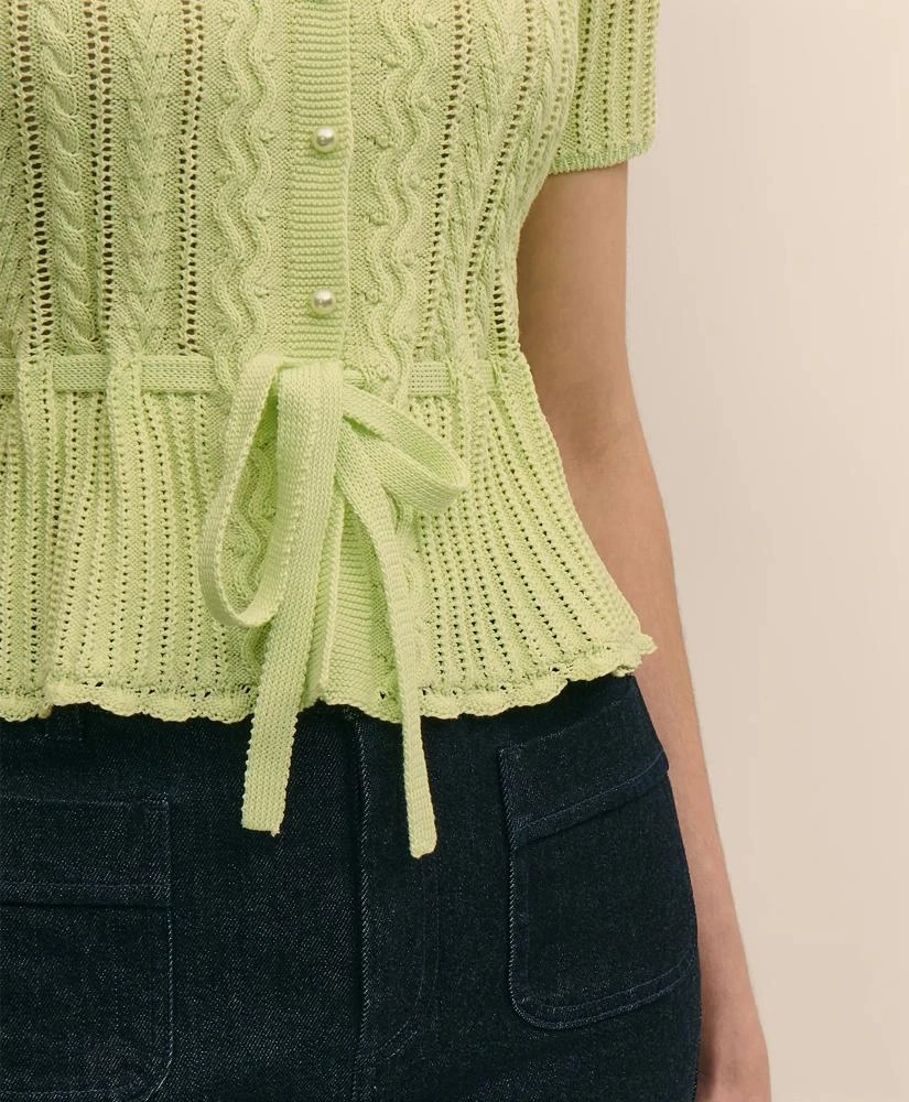 Brooks Brothers Short-Sleeve Pointelle Peplum Cardigan 3