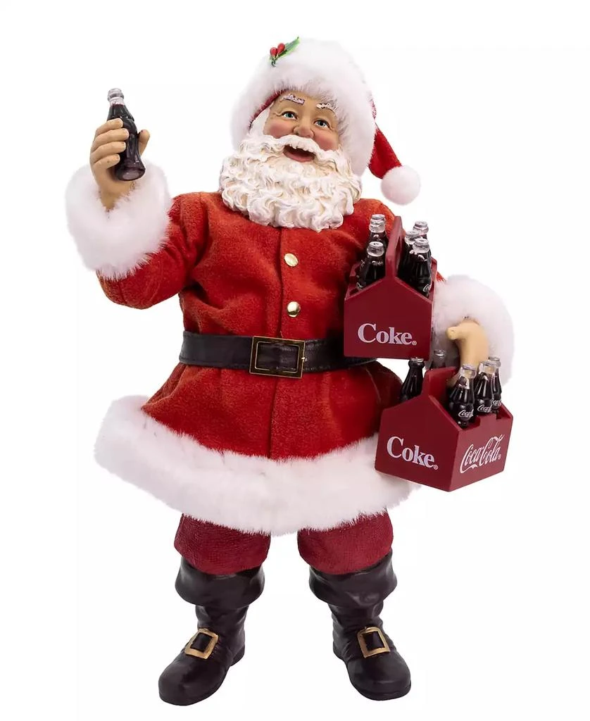 Kurt Adler 10.5-Inch Coca-Cola Santa Holding Two Six Packs Table Piece