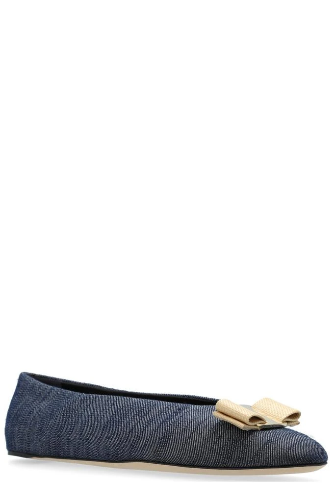 Salvatore Ferragamo Ferragamo Vara bow Denim Ballet Flats 2