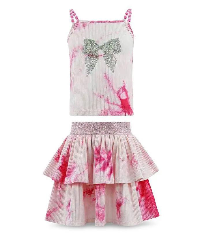 Lola + The Boys Girls' Sparkle Bow Tie Dyed Top & Skirt Set - Little Kid, Big Kid