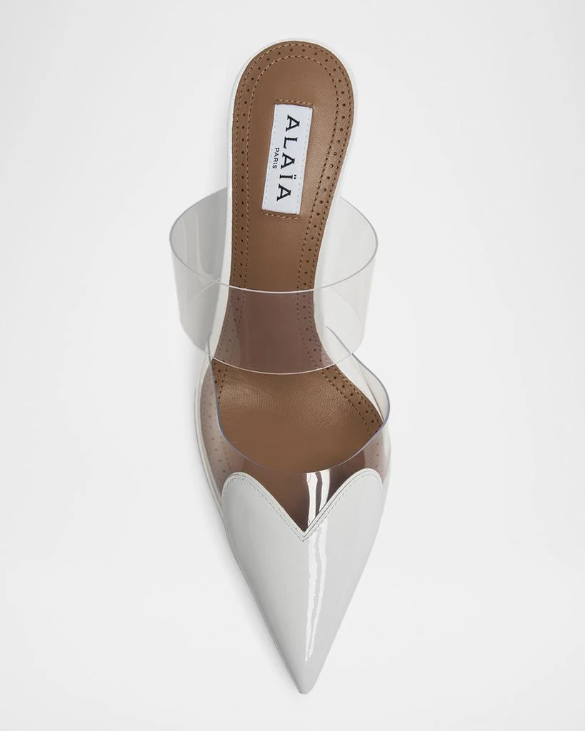 Alaia 90mm Coeur Heart Clear Wedge Mules 6