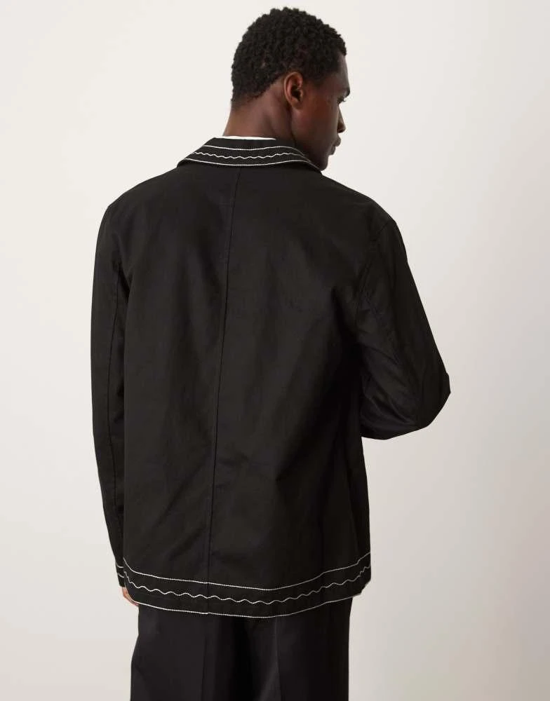 ASOS ASOS DESIGN embroidered harrington jacket in black 3