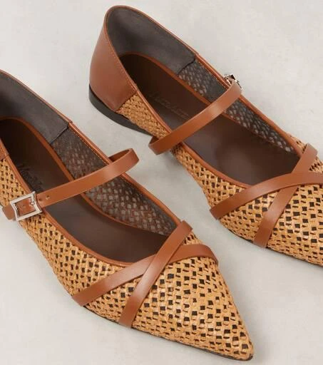 Max Mara Woven leather-trimmed Mary Jane flats 5
