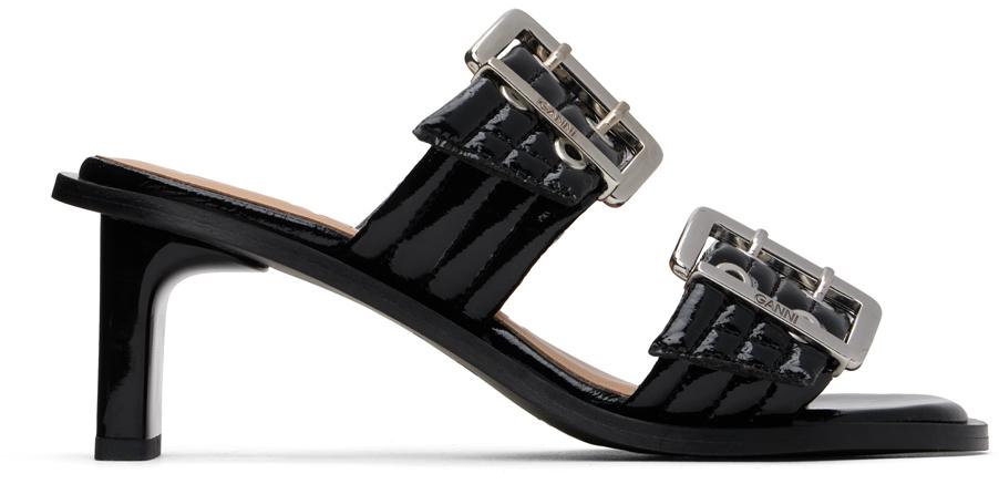 サンダル・ミュール Ganni Feminine Sandals - Ganni - Synthetic - Burgundy Low Flatform Sandals Ruched Sandals Burgundy