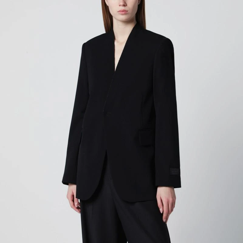 MM6 Black collarless single-breasted blazer