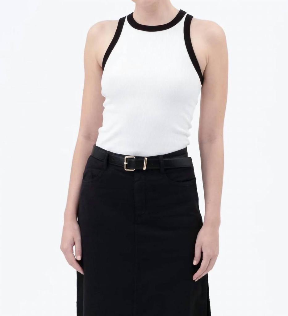 Blu Pepper Blu Pepper - Contrast Trim Racerback Knit Tank Top