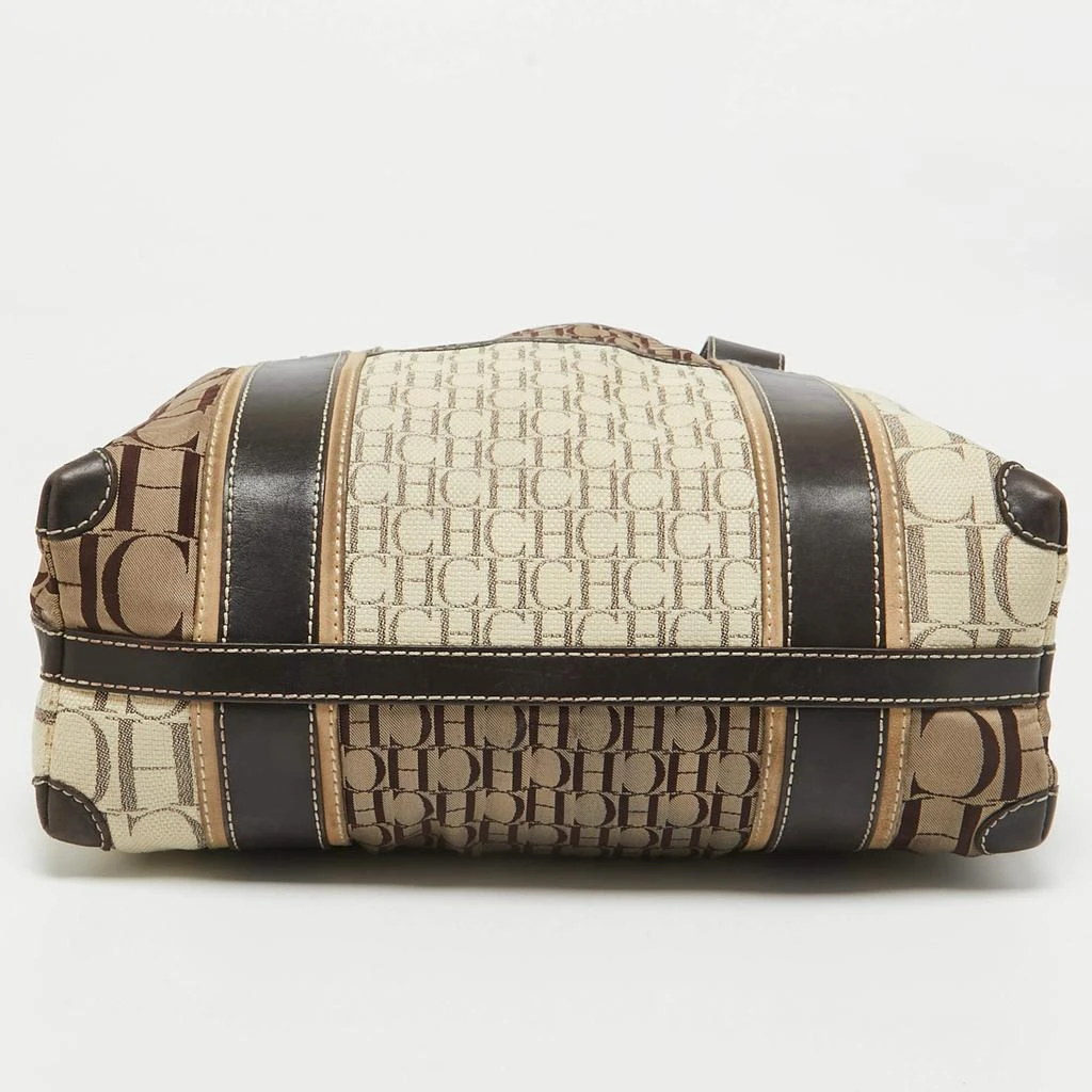 Carolina Herrera Carolina Herrera Brown/Beige Canvas and Leather Shopper Tote 8