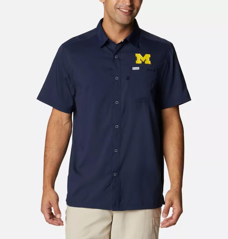 Columbia Columbia Men's Collegiate PFG Slack Tide  Camp Shirt - Michigan-